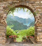 Фреска арка с видом на горы