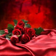Фреска красные розы на ткани